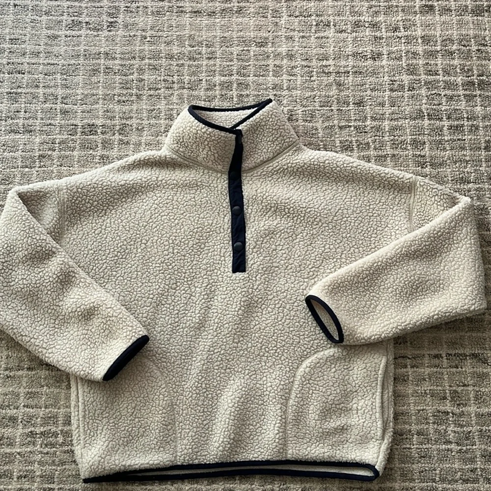 J. Crew Polartec® sherpa fleece half-snap pullover, medium
